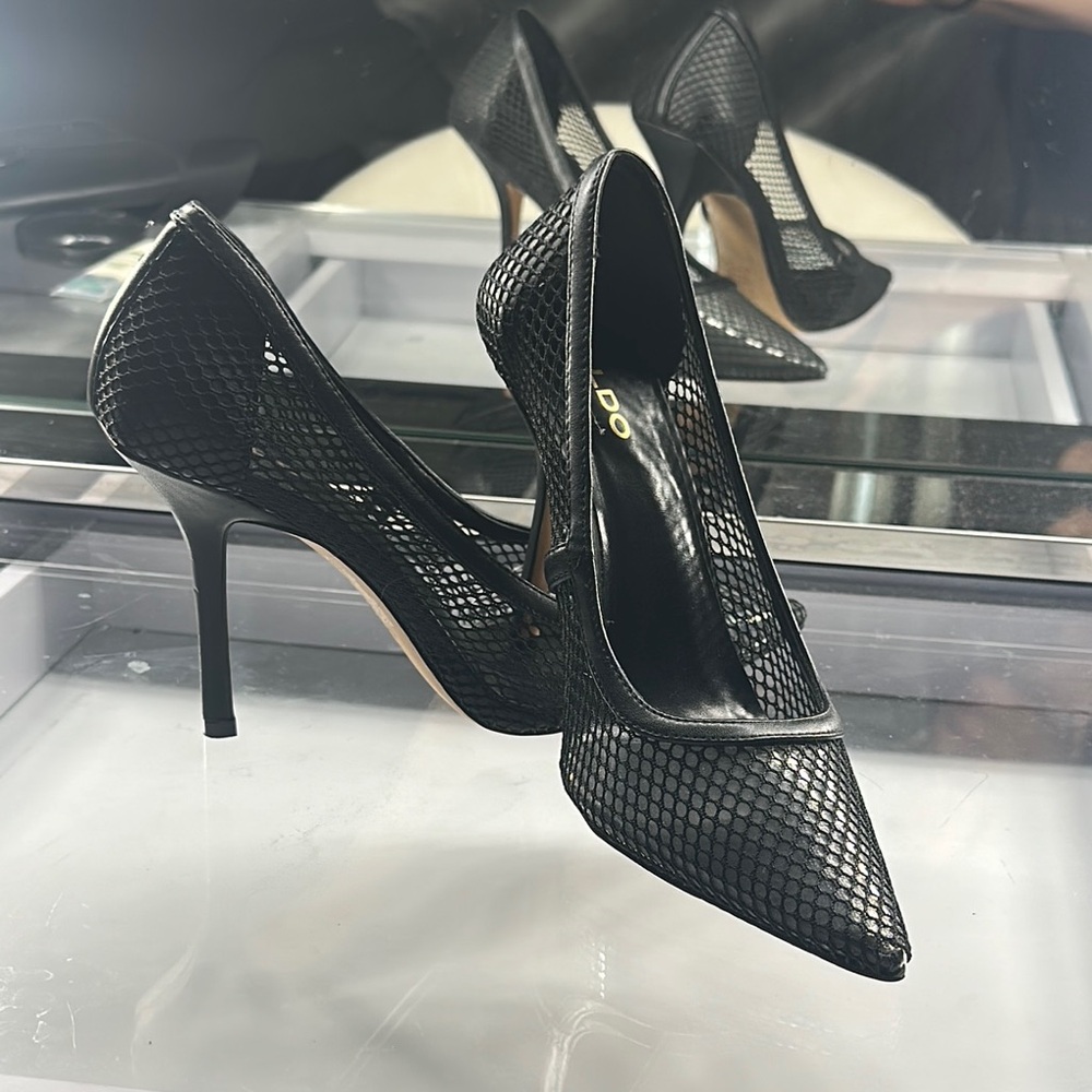 Aldo Black Elegant Mesh Heels